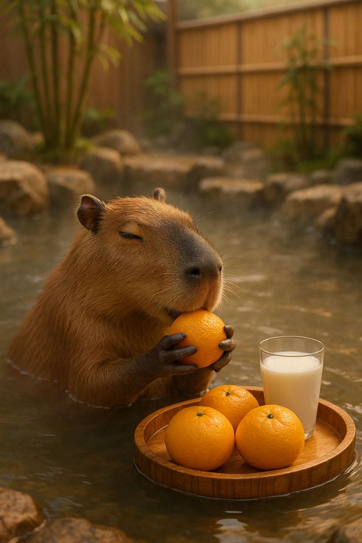 Capybara relaxing in hot spring — Utility bills